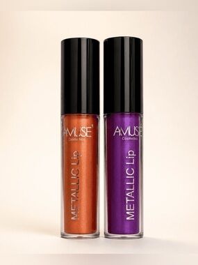 Muse Metallic Lip Gloss Set - Dazzling Orange and Deep Purple